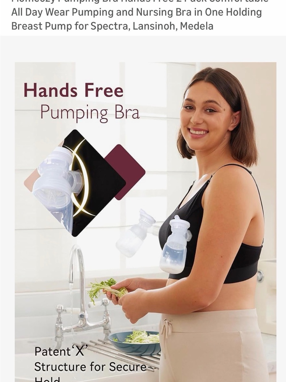 Hands-Free Pumping Nursing Bra - Black 2 in bundle - Picture 3 of 5